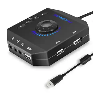 PHOINIKAS T10 USB external sound card desktop computer laptop PS4 external 7.1 audio converter driver free game 6-in-1