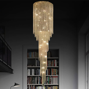 JYLIGHTING <span class=keywords><strong>Lustre</strong></span> suspendu long sur mesure en cristal de verre sinusoïdal hélicoïdal tourbillonnant pour escalier et plafond haut - Product Image 2