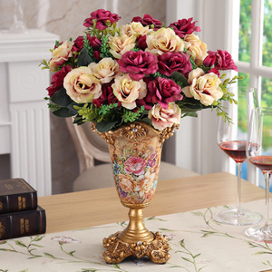 P436 Décoration <span class=keywords><strong>de</strong></span> chambre <span class=keywords><strong>de</strong></span> style européen-américain, arrangement floral rustique, ornement rétro, vase <span class=keywords><strong>de</strong></span> table à manger peint à la main, petit vase pour salon - Product Image 2