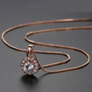 LUOTEEMI-Colgante redondo de diamantes de circonia cúbica de alta calidad, corazón y flechas cortadas, collar <span class=keywords><strong>Sona</strong></span>, gran oferta - Product Image 4