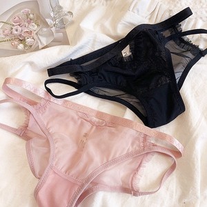 Ensemble de soutien-gorge triangle sans armatures à fermeture avant en maille, style français, avec effet liftant, dos élégant, lingerie sexy et séduisante. - Product Image 4