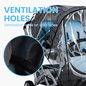 Housse de pluie universelle imperméable pour poussette double tandem, pour sièges avant et arrière, poussette jumelle - Product Image 2