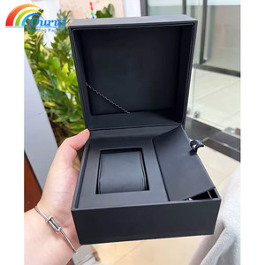 Factory Direct Sale Classic <b>Black</b> PU Watch <b>Box</b> Leather Watch <b>Box</b> With tool position Custom Logo for Luxury Watch <b>Gift</b> Packaging - Product Image 2
