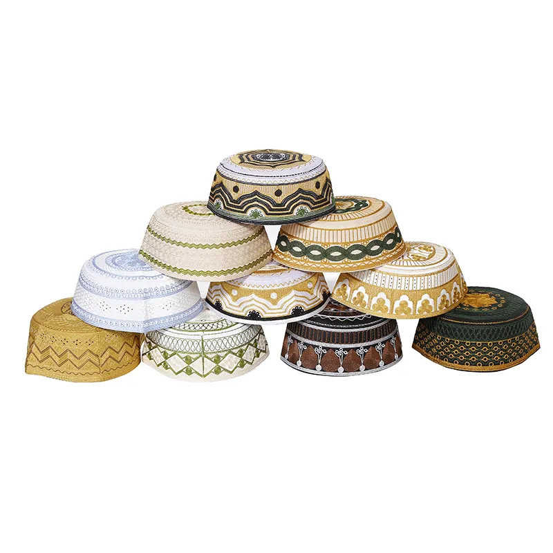 High quality customized islamic prayer hat fashion polyester men muslim hat wholesale