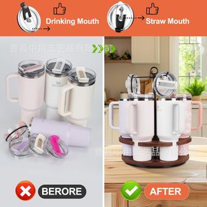 Stanley Water <b>Bottle</b> <b>Storage</b> <b>Rack</b> 360 Rotating Wooden Stand For Beverage Cups And Travel Mugs - Product Image 2