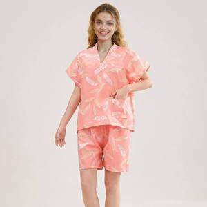 Pyjamas roses pour femmes, grandes tailles, ensemble en coton, vêtements de nuit doux en bambou personnalisés pour femmes, fabricant de vêtements de nuit, vente en gros, usine. - Product Image 1