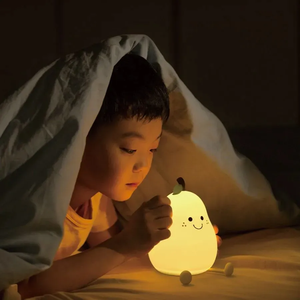 Lampe de chevet LED rechargeable en silicone souple en forme de poire avec capteur tactile pour chambre d'enfant et veilleuse pour bébé - Product Image 4