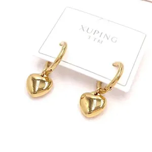 TTM-E7283 Xuping jewelry fashion elegant simple zircon heart cross earrings ladies jewelry 14K color stainless steel earrings