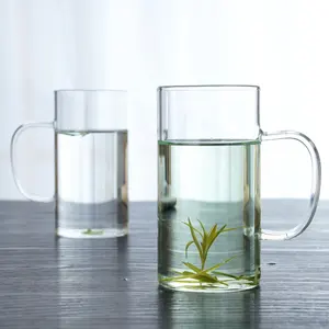 Tazas de café de vidrio transparente, creativa, vintage, de alta calidad, reutilizables, personalizadas