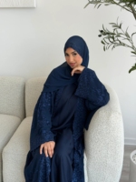 Nouvelle Abaya de Luxe Sharut OEM/ODM Dubaï pour l'Aïd, Robe Islamique Modeste pour Femme, Broderie Florale, Bordure en Dentelle Nida, Abaya Ouverte 2026