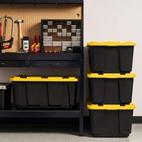 Boîte de rangement en plastique PP blanc avec couvercle, empilable, bac organisateur moulé par injection, emballé en carton pour la maison, le garage, les vêtements, les jouets