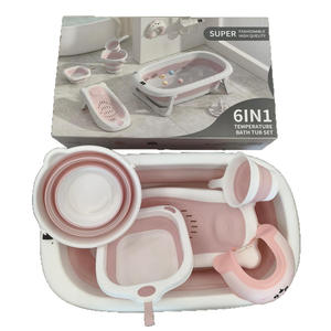 Set de Bañera Plegable para Bebé, Grande, de TPR, Color Rosa y Gris, en Caja, para 0-12 Meses, Multifuncional, para Uso Doméstico - Product Image 5