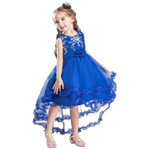 Vestido de Novia Estilo Occidental con Cola para Niña, Elegante Vestido de Cuello Redondo para Bebés, Vestidos con Diseño de Calcomanías para Niñas de 4 a 12 Años - Product Image 1