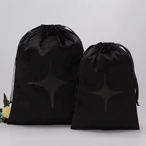 Изготовленный на заказ логотип упаковка бархатный мешочек шнурок сумка роскошная черная Ювелирная бархатная Подарочная сумка с лентой