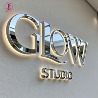 Enseigne lumineuse 3D personnalisée en lettres dorées champagne pour intérieur, logo d'entreprise rétroéclairé, enseigne LED illuminée pour hôtel, enseigne murale extérieure
