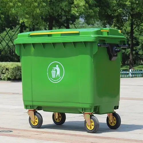 Açık plastik çöp tenekesi çöp tenekesi 1100 litre çöp kutusu Wheelie Bin