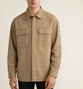 <span class=keywords><strong>Camicia</strong></span> Giacca Estiva da <span class=keywords><strong>Uomo</strong></span> a Quadri, Casual, Traspirante, Stampata, in Twill, da Lavoro, Oversize, Vintage, con Logo Personalizzato, in Cotone Spazzolato, Stile Cityboy - Product Image 2