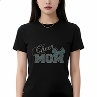 Transferts de strass thermocollants personnalisés pour T-shirts et vêtements, motif « Cheer Mom », vente en gros