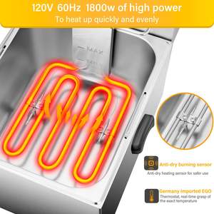 Friteuse électrique commerciale HUAZE 13L/13.7QT avec contrôle de la température et minuterie 1800W 120V pour hôtels et opérations à grande échelle - Product Image 3