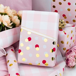 Burymento Wrapping <b>Paper</b> 17 In X 32.8 Ft Reversible Polka Dots Check Design For Baby Shower Birthday Valentine Mothers Day - Product Image 5