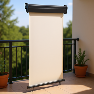 Tenda Laterale Retrattile Moderna per Balcone, in Poliestere Crema con Telaio in Alluminio, Funzionamento Manuale, Montaggio a Parete, Ombreggiatura per Esterni - Product Image 2