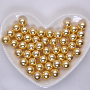 <span class=keywords><strong>Southsea</strong></span> Gold Round Loose Half-Hole Glass Pearl Beads Crystal Lampwork para la fabricación de joyas Bijoux - Product Image 5