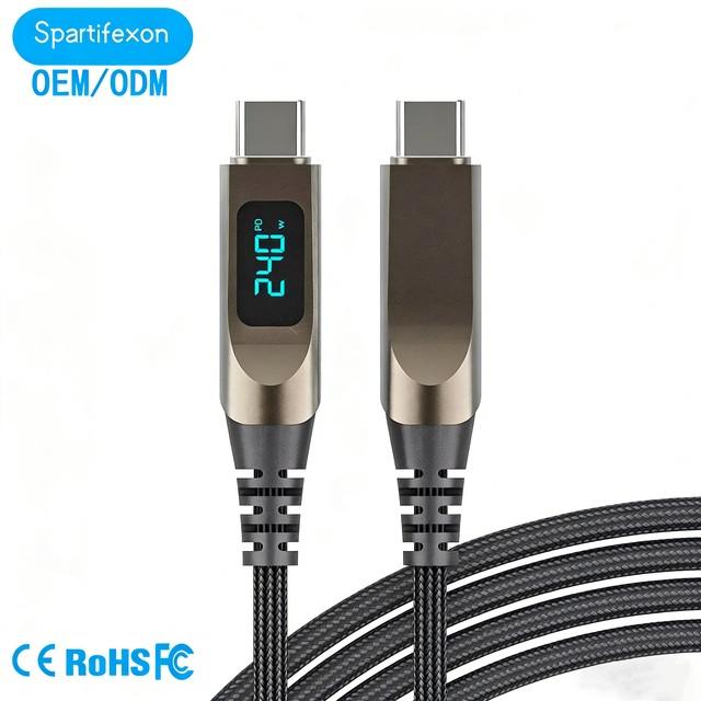 240W Digital Display Fast Charging Data Cable 1M/2M/3M Compatible with 17 Mobile Phones, Dual Type-C Interface
