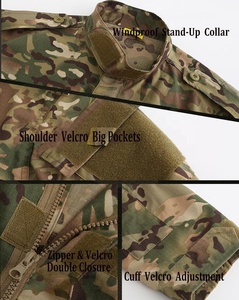 Ngoài trời Camo Ripstop chiến thuật áo khoác và quần săn bắn đồng phục quần áo không thấm nước an ninh đồng phục cho bán - Product Image 6
