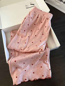 Set di pantaloni lunghi a manica lunga da <span class=keywords><strong>donna</strong></span> con <span class=keywords><strong>pigiama</strong></span> in <span class=keywords><strong>cotone</strong></span> lavorato a maglia con stampa cuore dolce - Product Image 4