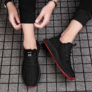 Chaussures de course respirantes pour hommes MUXIAN, en maille tricotée, à bout rond, à lacets, avec doublure en mesh, semelle extérieure en caoutchouc, toutes saisons, noir uni - Product Image 6