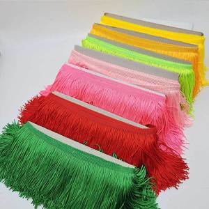 Passamaneria in <span class=keywords><strong>pizzo</strong></span> con frange verticali in poliestere colorato, larghezza 10 cm (4 pollici), per accessori costumi da ballo latino e <span class=keywords><strong>tende</strong></span> - Product Image 2
