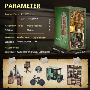 Minicity 3D-Puzzles für Erwachsene, Miniatur-Puppenhaus-Bücherregal-Kit mit LED-Beleuchtung, Geschenke für Buchliebhaber - Product Image 2