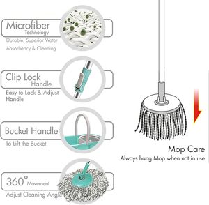 Blue Eco-Friendly Telescopic High Quality Hand-Free Wet Dry <b>Mop</b> Automatic Dehydration Light Weight Stainless Steel 2.5L Capacity - Product Image 6