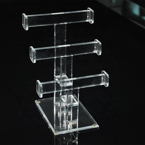 Espositore per Gioielli a 3 Livelli in Acrilico Trasparente con Barra a T, Organizzatore per Collane e Bracciali, <span class=keywords><strong>Porta</strong></span> Catene per Bancone e Toeletta - Product Image 2