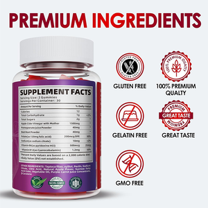 מחיר סיטונאי של Rosebest, גומי חומץ תפוחים אורגני וטבעוני 1500 מיליגרם, גומי ACV קטוגני להרזיה - Product Image 6