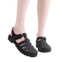 Sandales romaines minimalistes d'été pour femmes avec fermeture à boucle, en PVC, à semelle plate, imperméables, tendance et polyvalentes, type Jelly Shoes