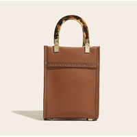 Mini sac à bandoulière écologique en cuir véritable, sac véritable à bandoulière, pochette pour téléphone portable avec poignée en acrylique,