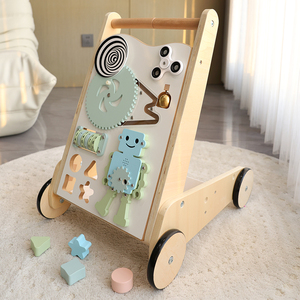 Porteur bébé 2-en-1 en <span class=keywords><strong>bois</strong></span> avec planche d'activités, engrenages, trieur de formes, sensoriel, motricité fine, pour tout-petits, CE CPC, vente en gros, OEM, personnalisé - Product Image 1