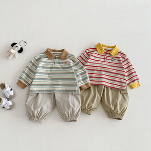 Camiseta Polo para Bebé, Primavera 2026, Diseño Moderno con Bloques de Color y Rayas, para Niños - Product Image 1
