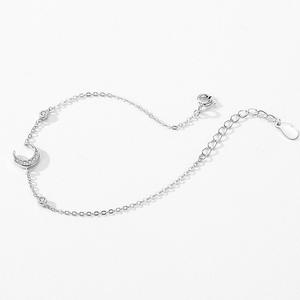 Pulsera de Cadena con Forma de Estrella y Luna de Plata de Ley S925 con Circonita para Mujer, Joyería Simple y Elegante, Versión de Cobre Personalizable - Product Image 4