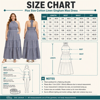 Robe longue d'été pour femme en coton et lin imprimé, coupe évasée, dos nu, sans manches, motif gingham, 260 GSM, opaque, grandes tailles, personnalisable avec logo OEM