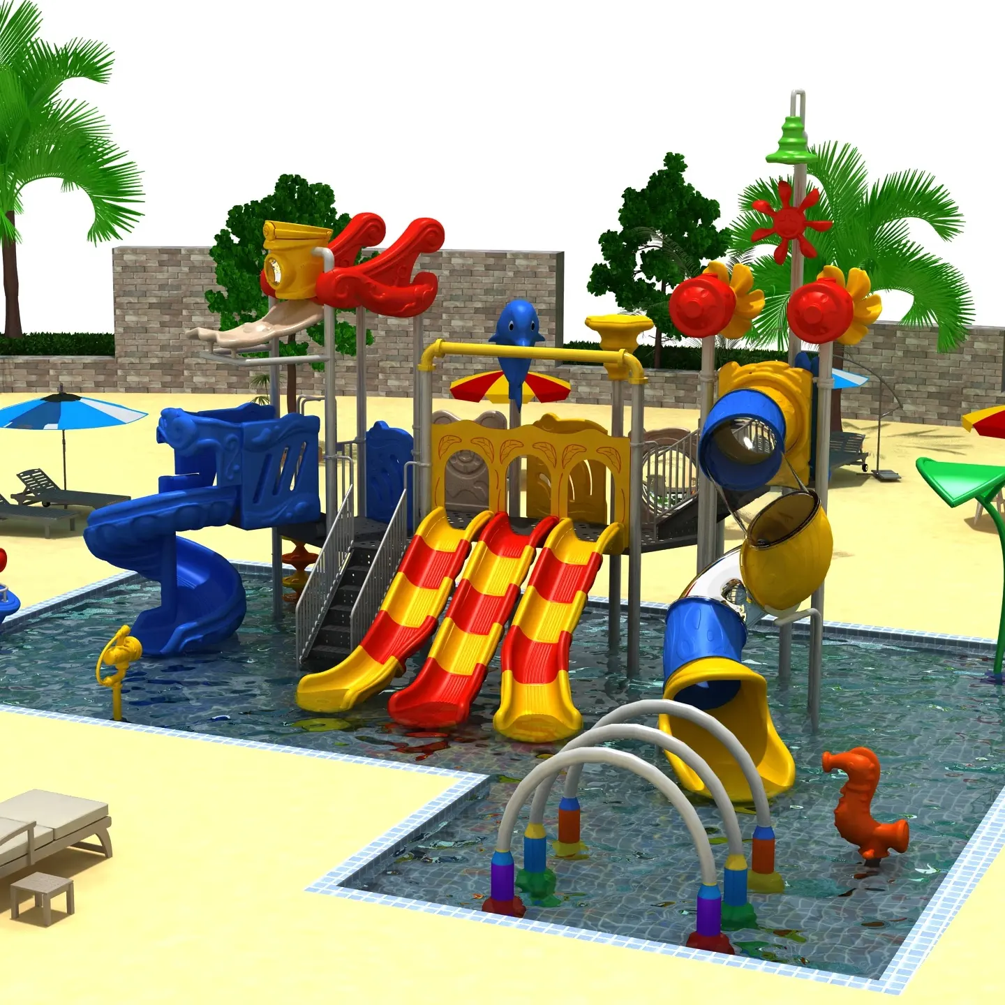 Аква-спрей парк развлечений водная горка для детей
