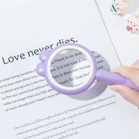 Handheld Shatterproof Reading Magnifier 60mm Kids 4X Cartoon Magnify Glasses Lens for Reading Exploration Classroom Party