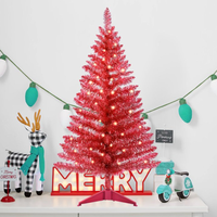 JQ Arbre de Noël artificiel rouge de luxe de 1,2 m de haut, en PET brillant, décoration moderne pour les fêtes, idéal pour le salon, le bar et la maison