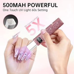 Lámpara UV LED Rosa Diamante Portátil, Secador de Uñas Inalámbrico Recargable por USB, Mini Secador de Esmalte de Uñas en Gel con Diseño de Diamante - Product Image 5