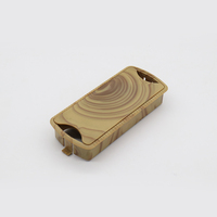 Plateau de bureau en plastique, œillets rectangulaires, anti-poussière, 1 pièce, Grain de bois, couverture pour trou de câble