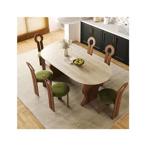 European vintage solid wood dining chairs mesas restaurante home restaurant backrest chairs table combo eating table