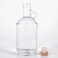 Emballage en verre personnalisé, bouteille de whisky de 500 ml, bouteille de vin en verre de 750 ml, bouteille de vin blanc vide de 1000 ml avec poignée et bouchon.