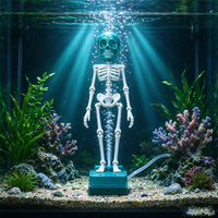 Sculpture d'art créative et personnalisée en forme de squelette dansant imprimé en 3D avec tube d'oxygène pour aquarium, décoration de maison de précision