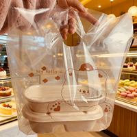 Sac à emporter pour restaurant personnalisable, portable, transparent, recyclable, thermoscellable, imprimé en gravure, avec logo personnalisé, sacs en plastique